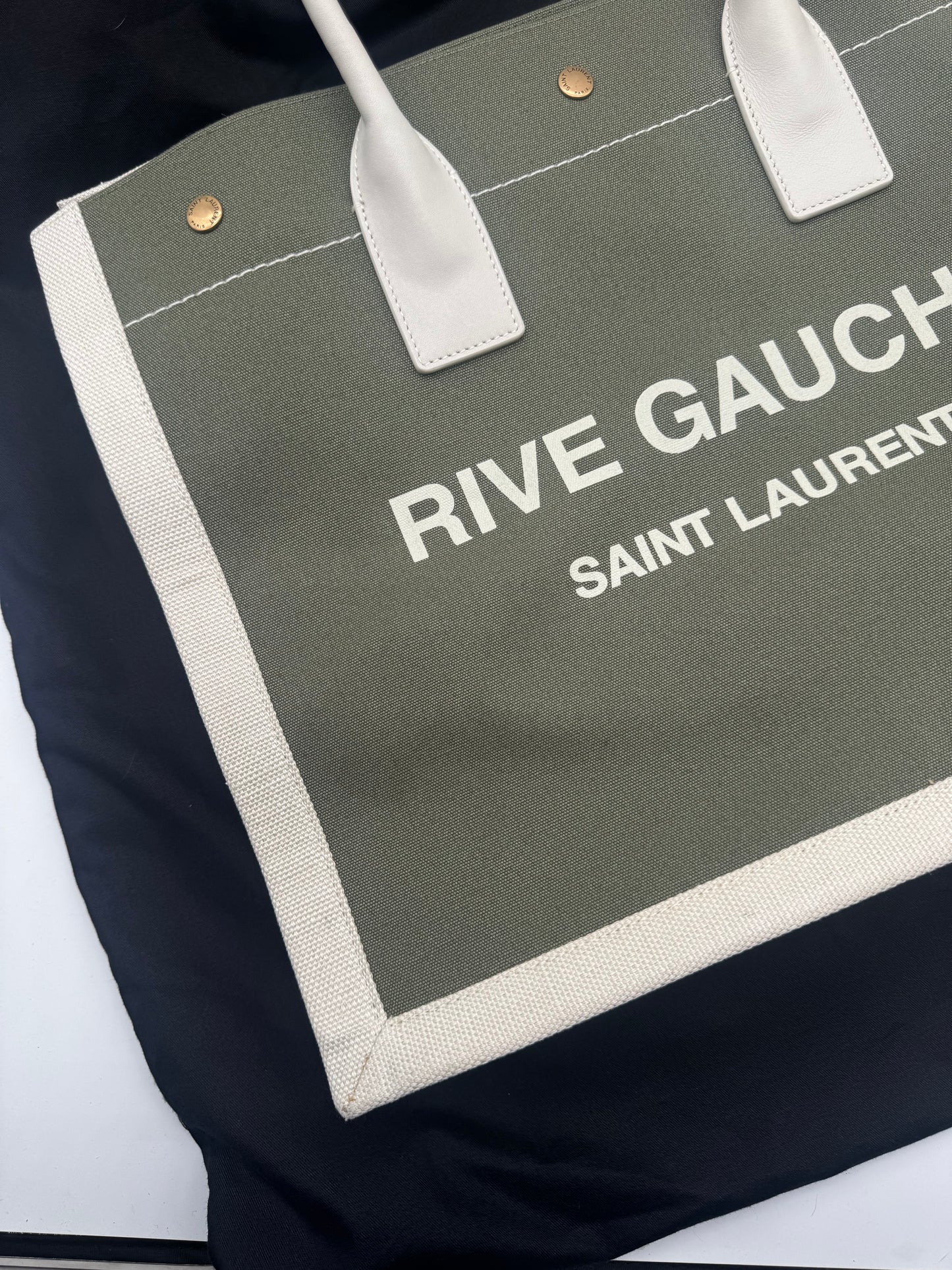 YSL RIVE GAUCHE OLIVE GREEN TOTE