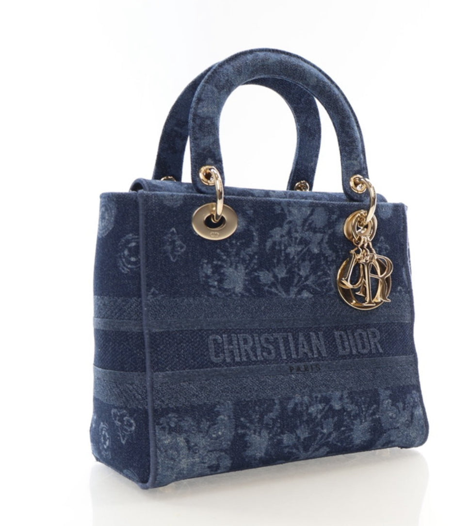 DIOR MEDIUM DENIUM FLORAL LADY D-LITE