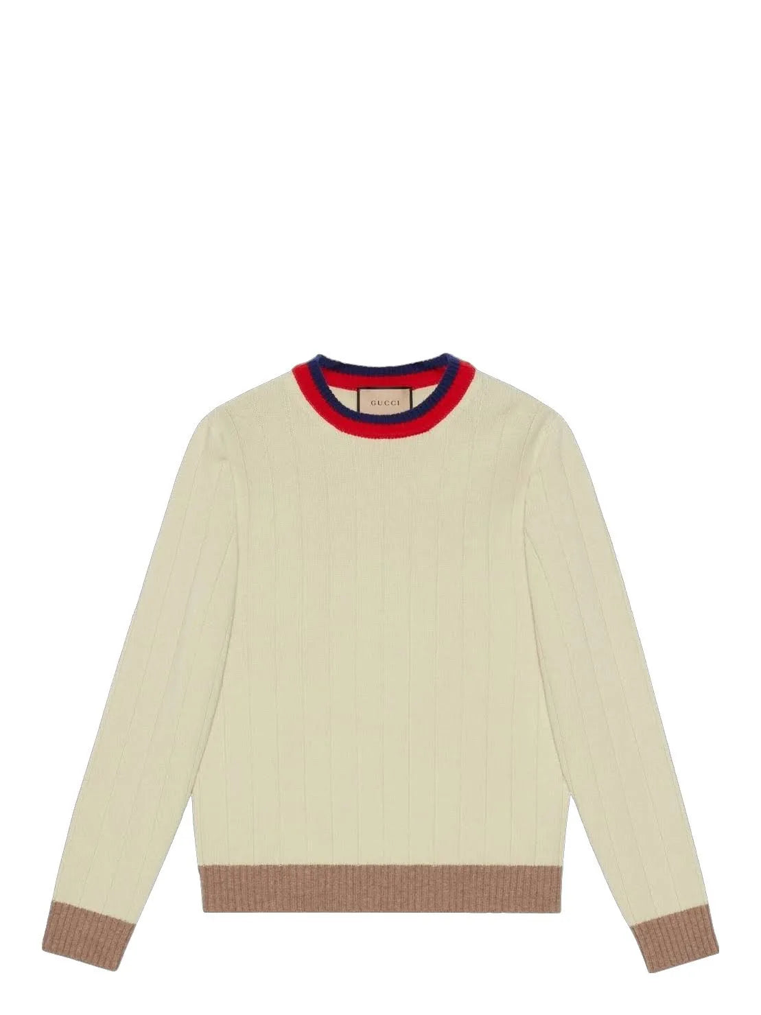 MENS GUCCI GG STRIPED EDGE RIBBED JUMPER CREWNECK KNITWEAR