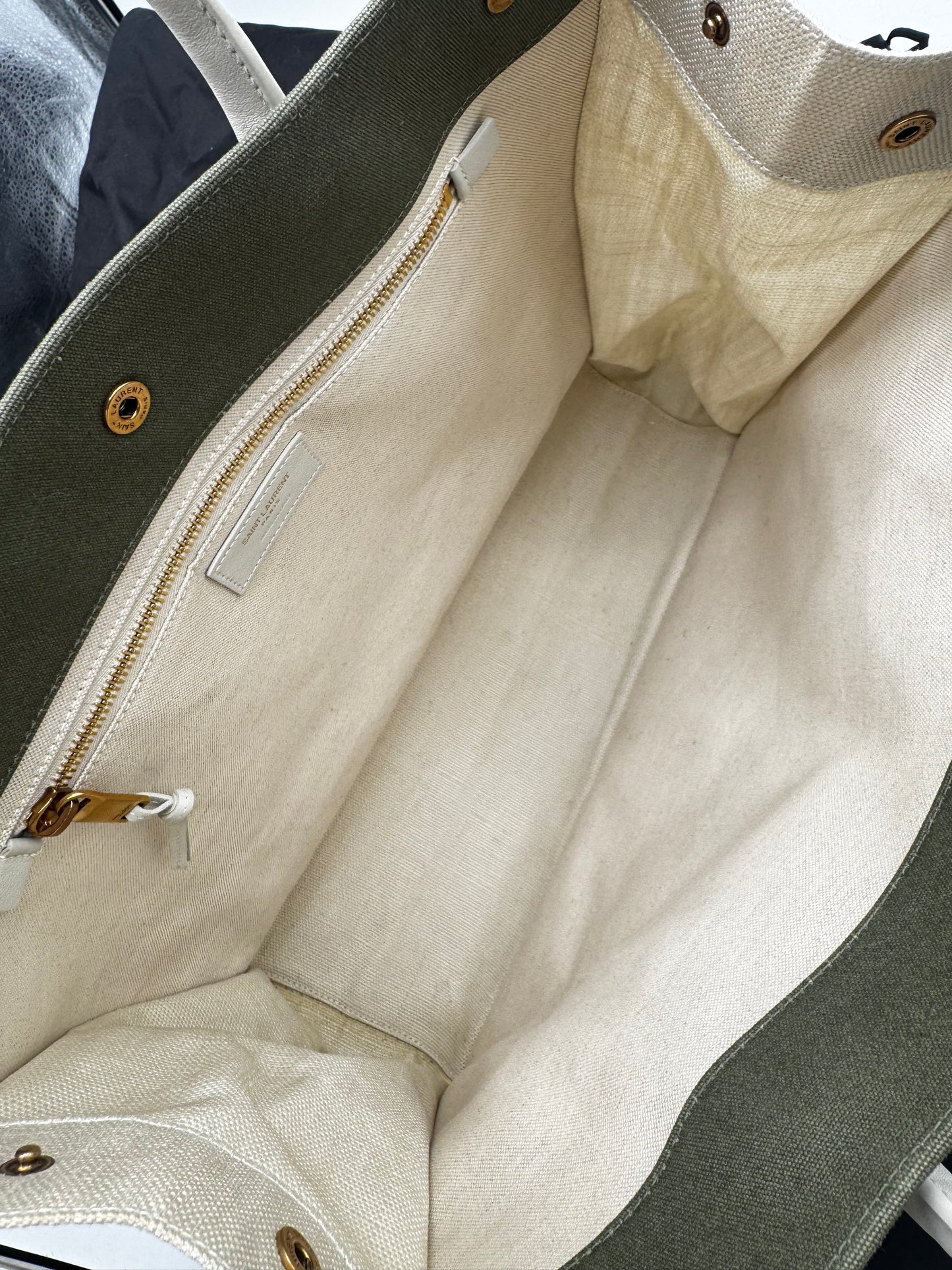 YSL RIVE GAUCHE OLIVE GREEN TOTE