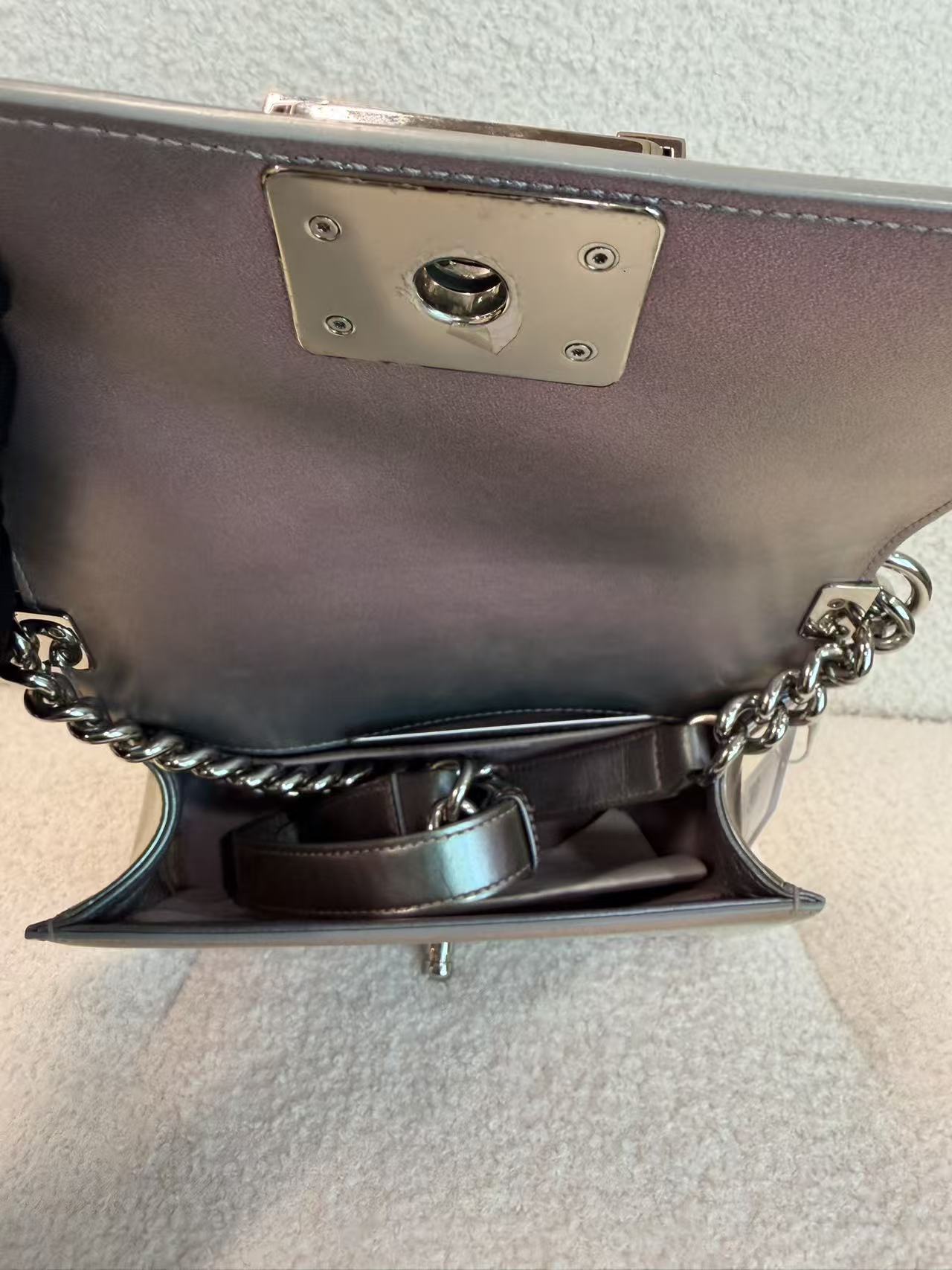 CHANEL BOY FLAP BAG QUILTED HOLOGRAPHIC PVC SMALL