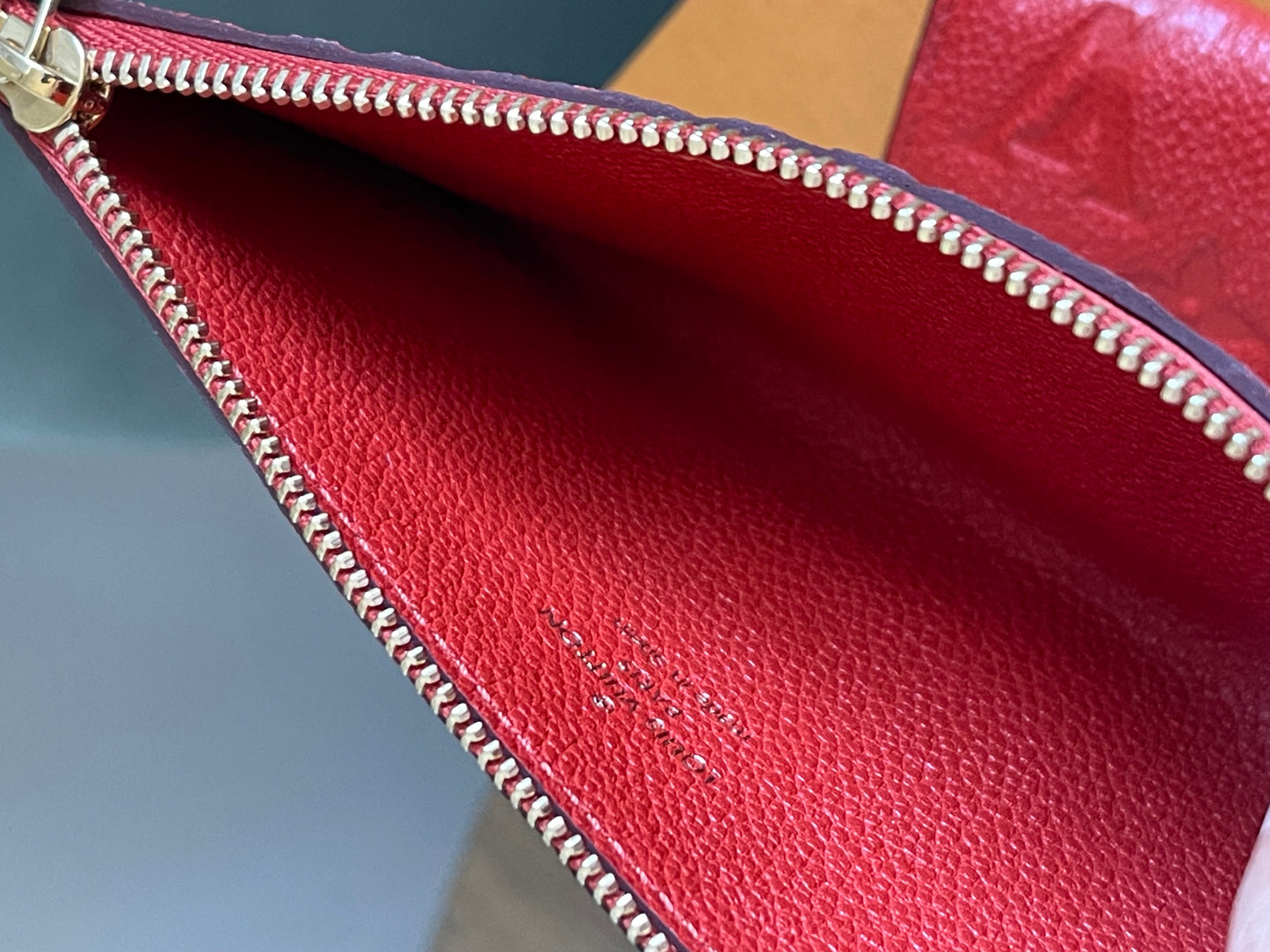 LOUIS VUITTON RED BI FOLD WALLET WITH INSERT