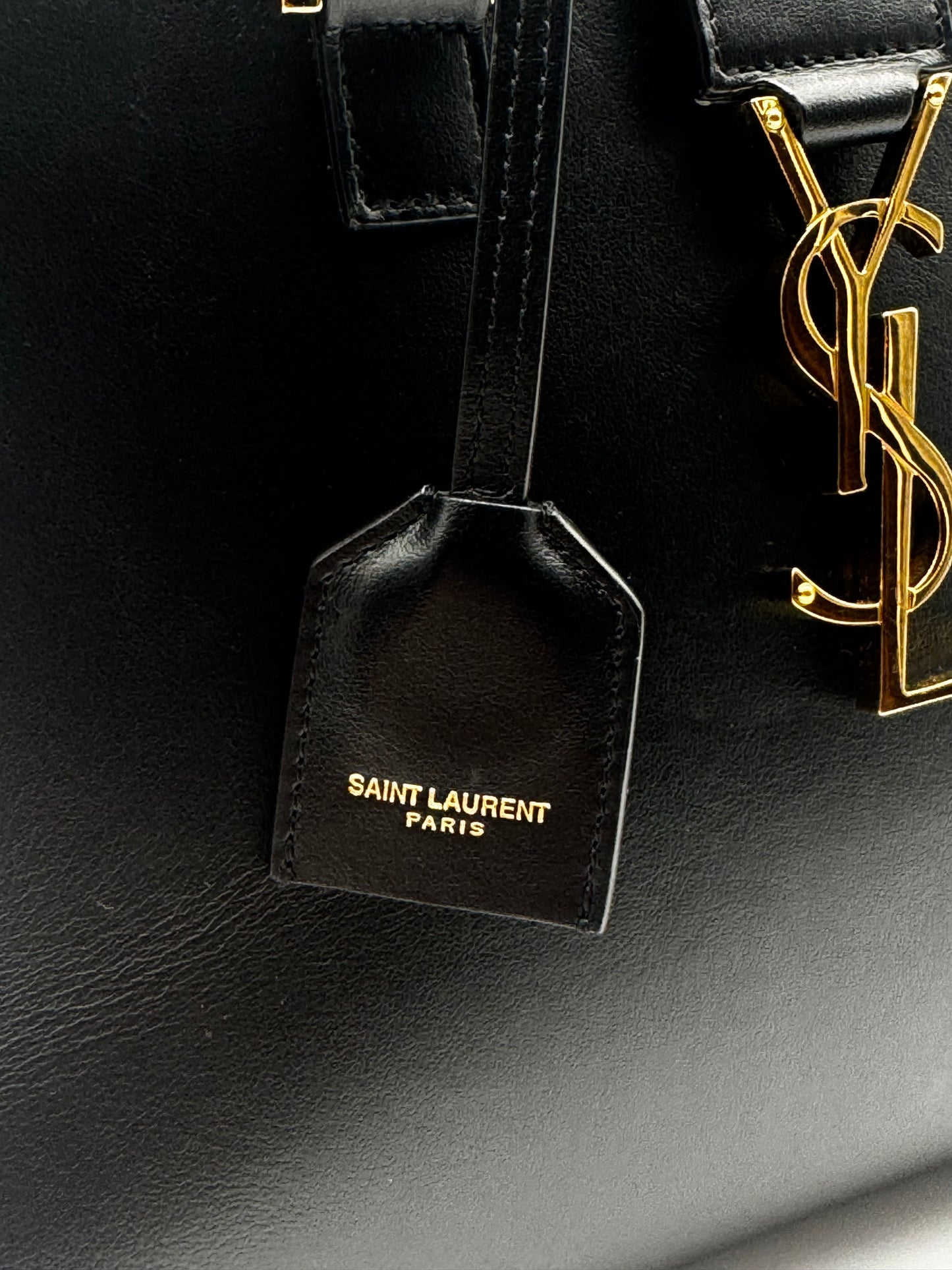 BLACK YSL SATCHEL BAG WITH CROSSBODY STRAP