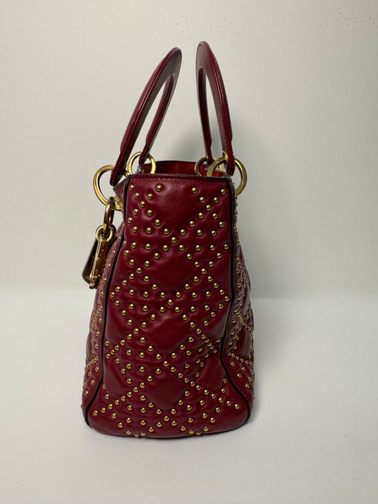LADY DIOR BURGUNDY WITH STUDDS & STRAP