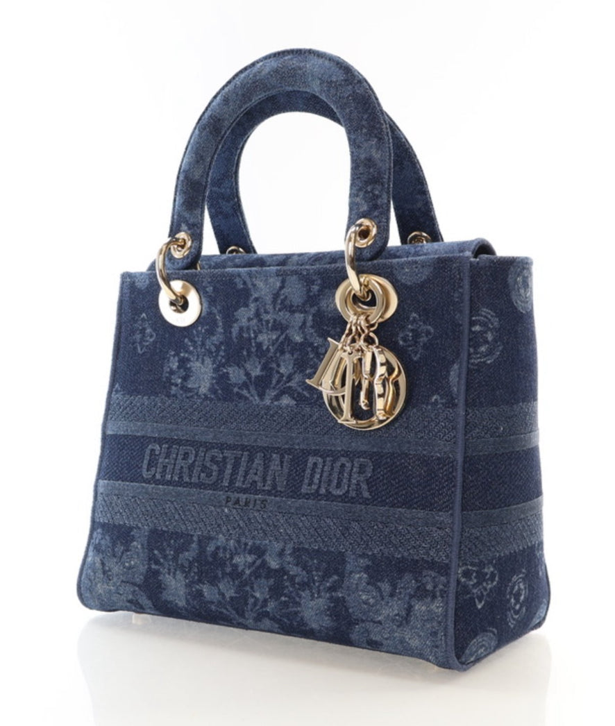 DIOR MEDIUM DENIUM FLORAL LADY D-LITE