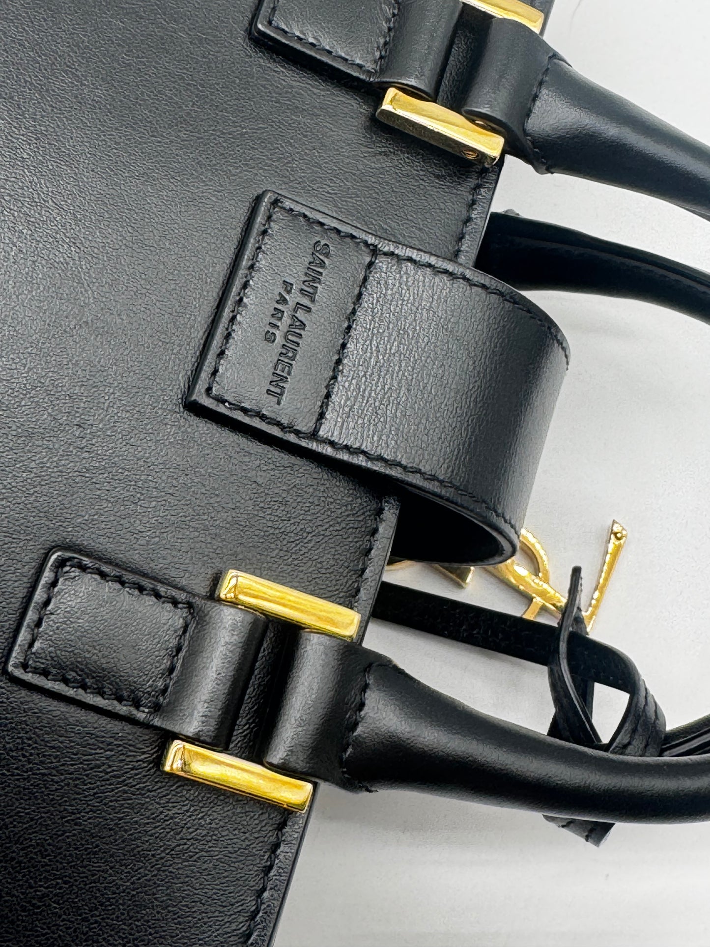 BLACK YSL SATCHEL BAG WITH CROSSBODY STRAP