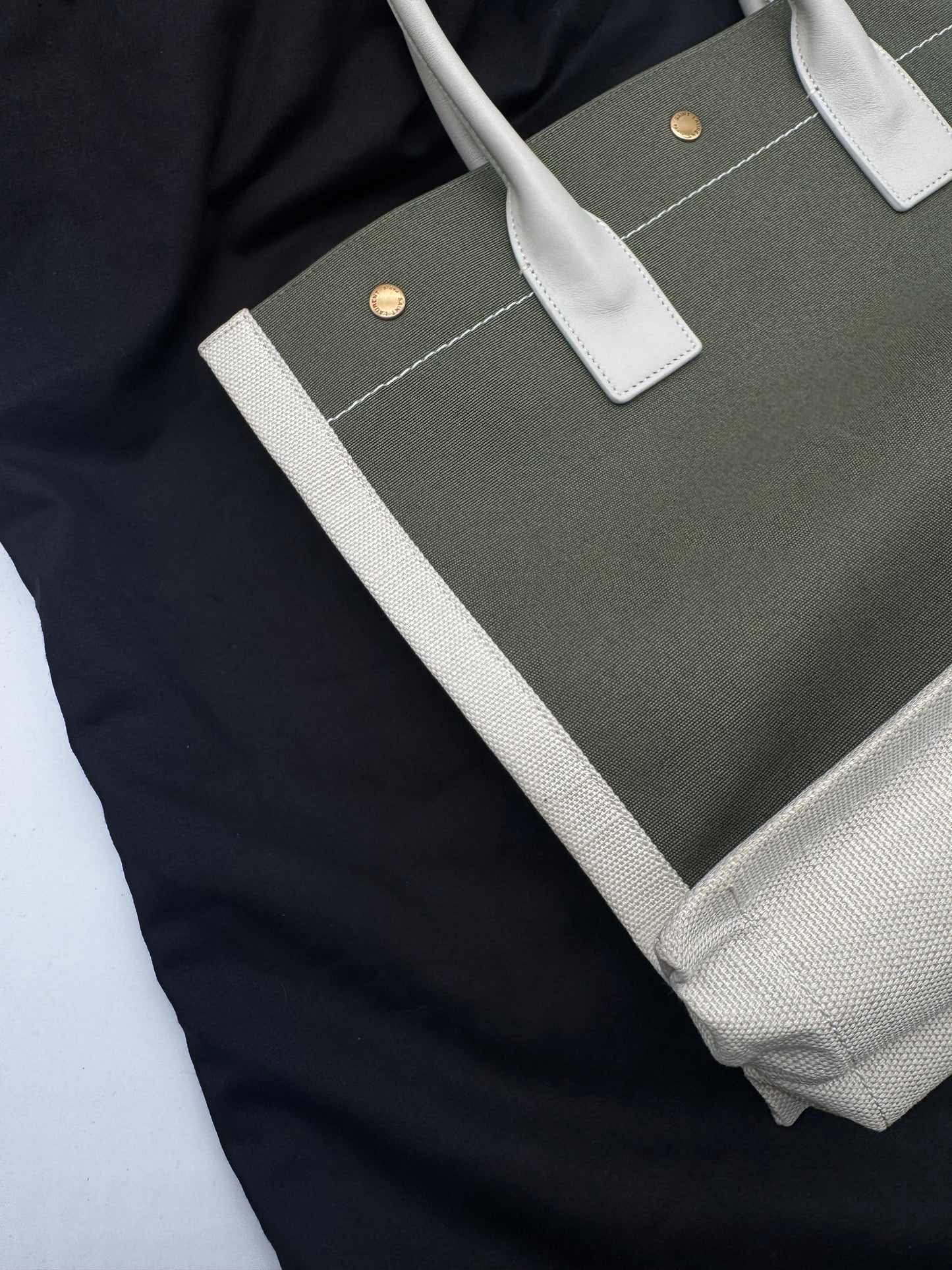 YSL RIVE GAUCHE OLIVE GREEN TOTE