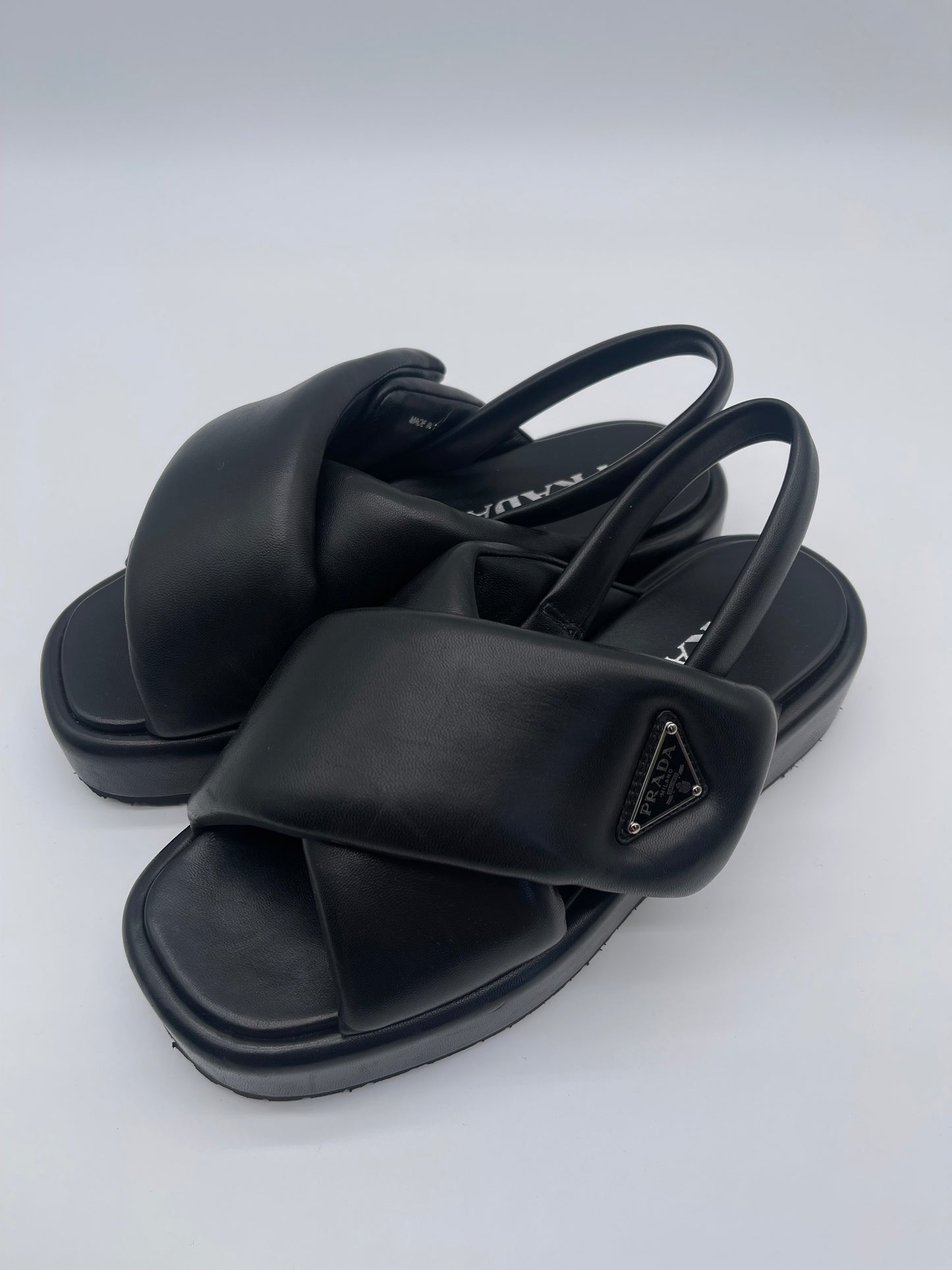 PRADA SANDALS BLACK LEATHER SIZE 7