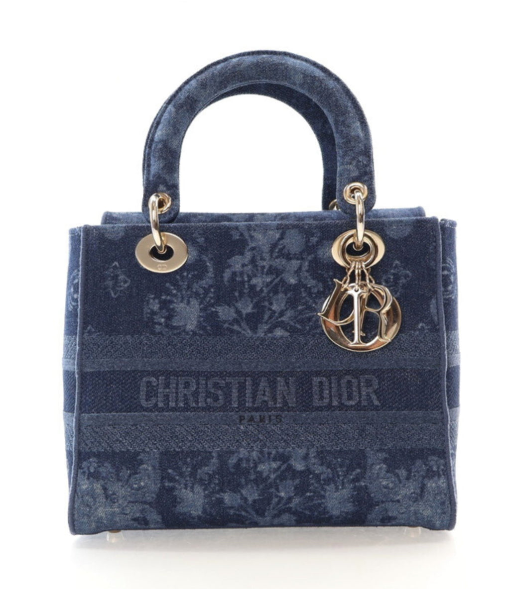 DIOR MEDIUM DENIUM FLORAL LADY D-LITE