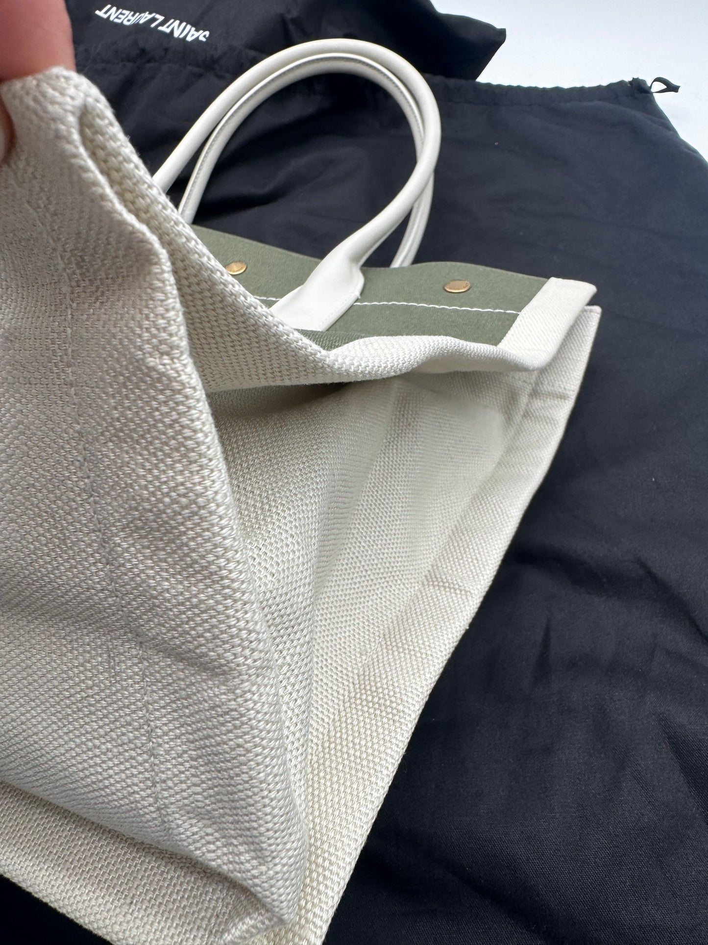 YSL RIVE GAUCHE OLIVE GREEN TOTE
