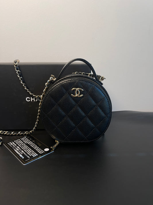 CHANEL BLACK CAVIAR ROUND CROSSBODY