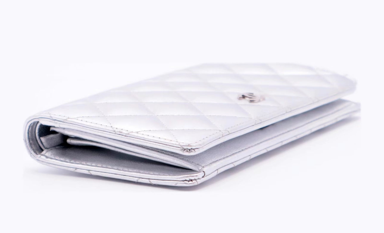 CHANEL PATENT SILVER WALLET (FULL SET!)