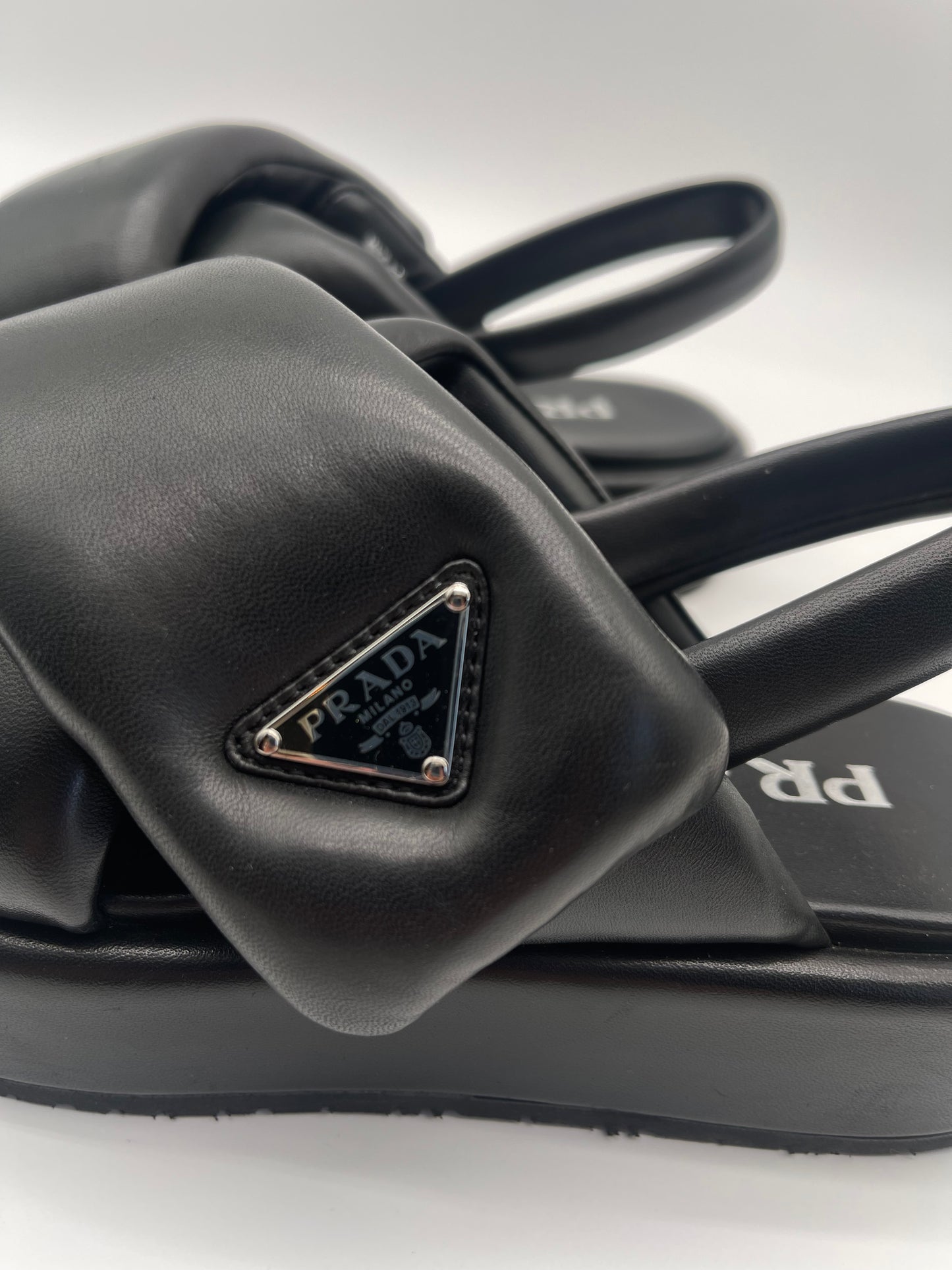 PRADA SANDALS BLACK LEATHER SIZE 7