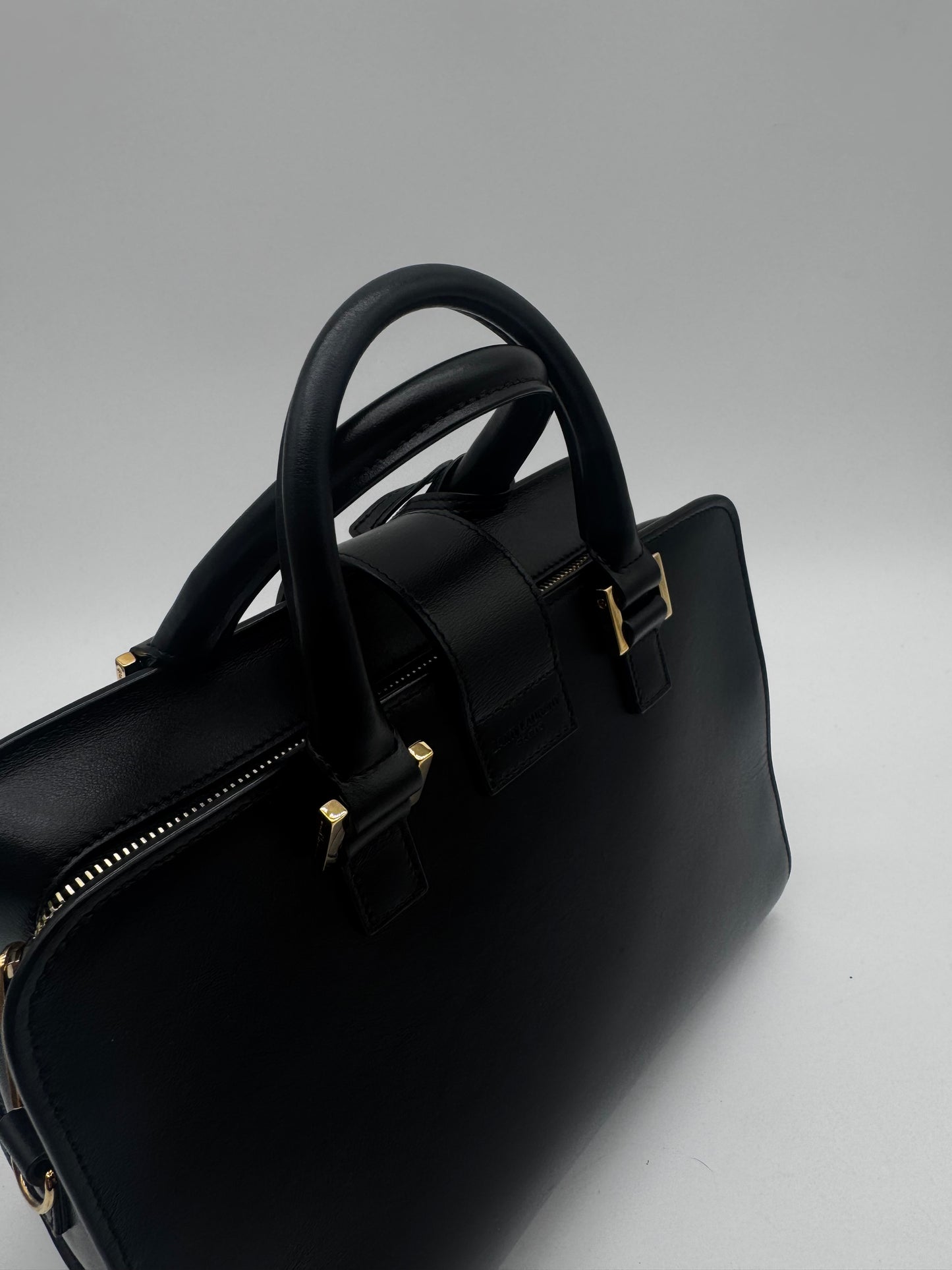 BLACK YSL SATCHEL BAG WITH CROSSBODY STRAP