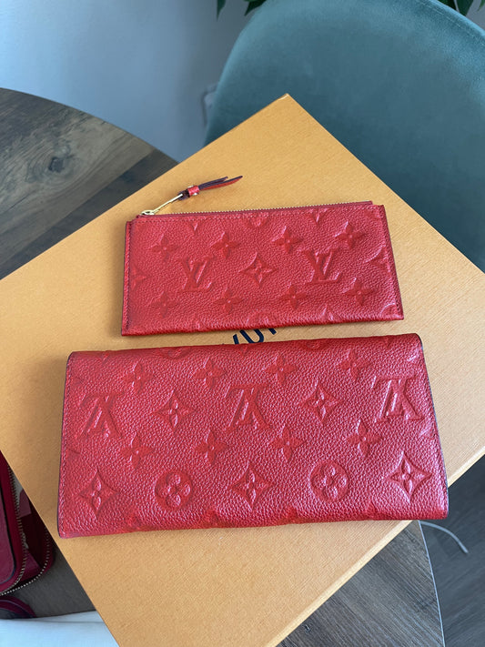 LOUIS VUITTON RED BI FOLD WALLET WITH INSERT
