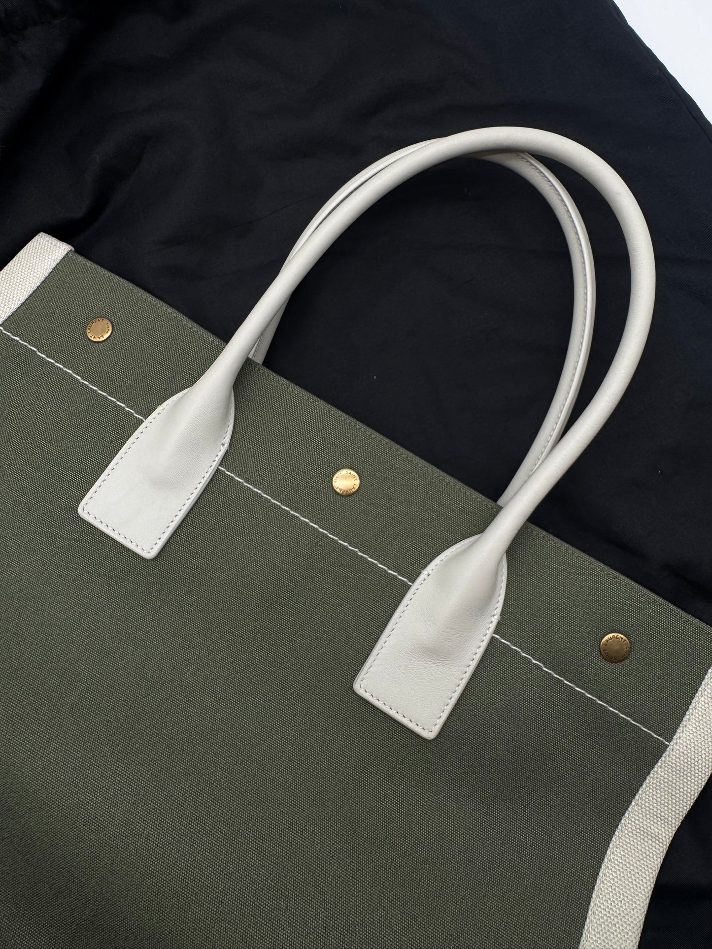 YSL RIVE GAUCHE OLIVE GREEN TOTE