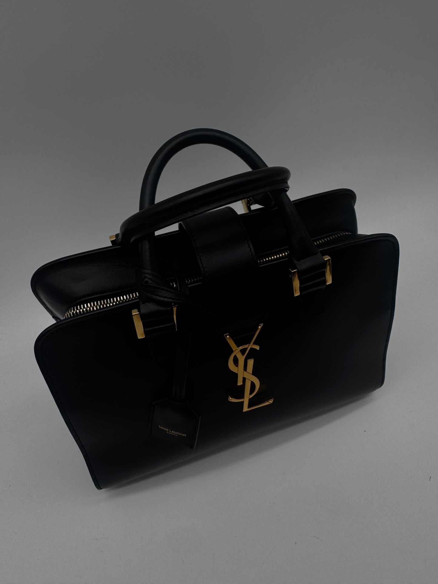 BLACK YSL SATCHEL BAG WITH CROSSBODY STRAP