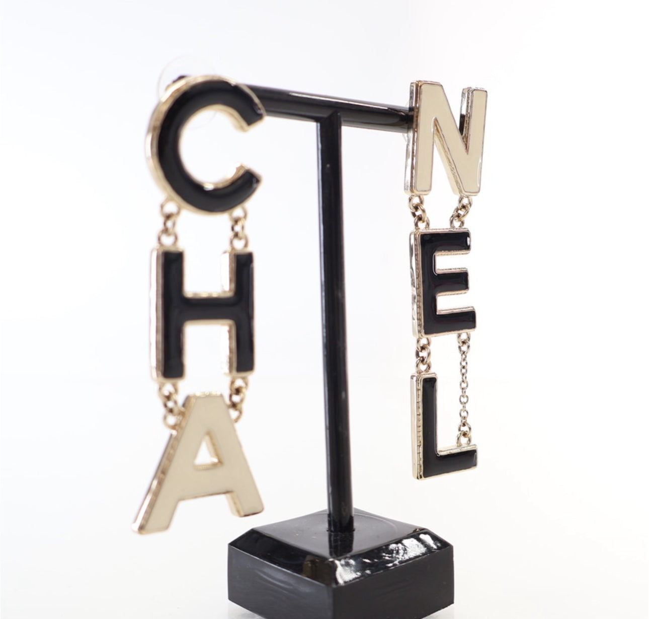 CHANEL LOGO EARRINGS (AUTHENTIC)