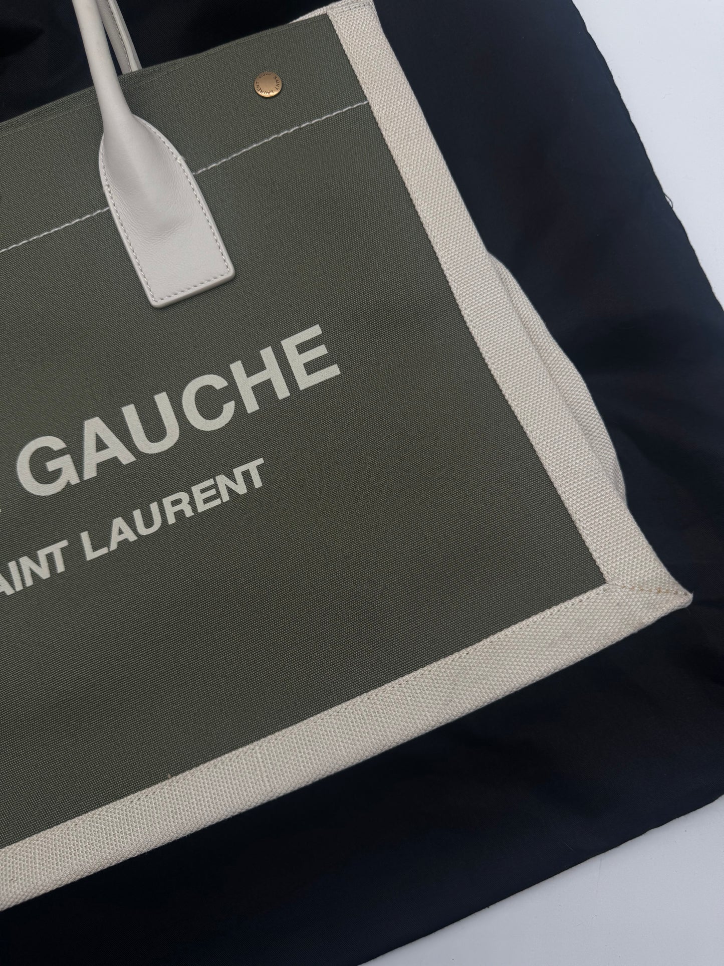 YSL RIVE GAUCHE OLIVE GREEN TOTE