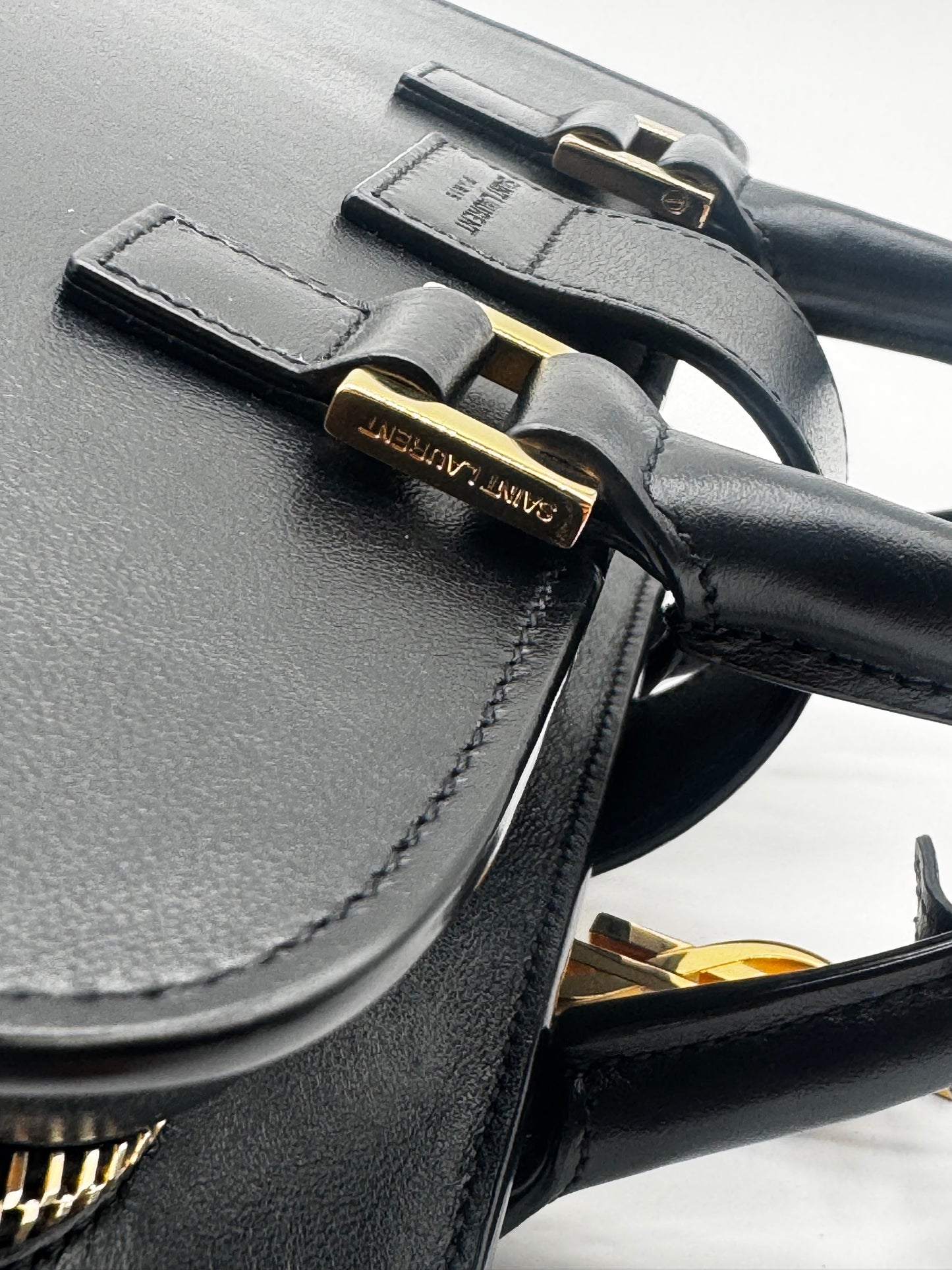 BLACK YSL SATCHEL BAG WITH CROSSBODY STRAP