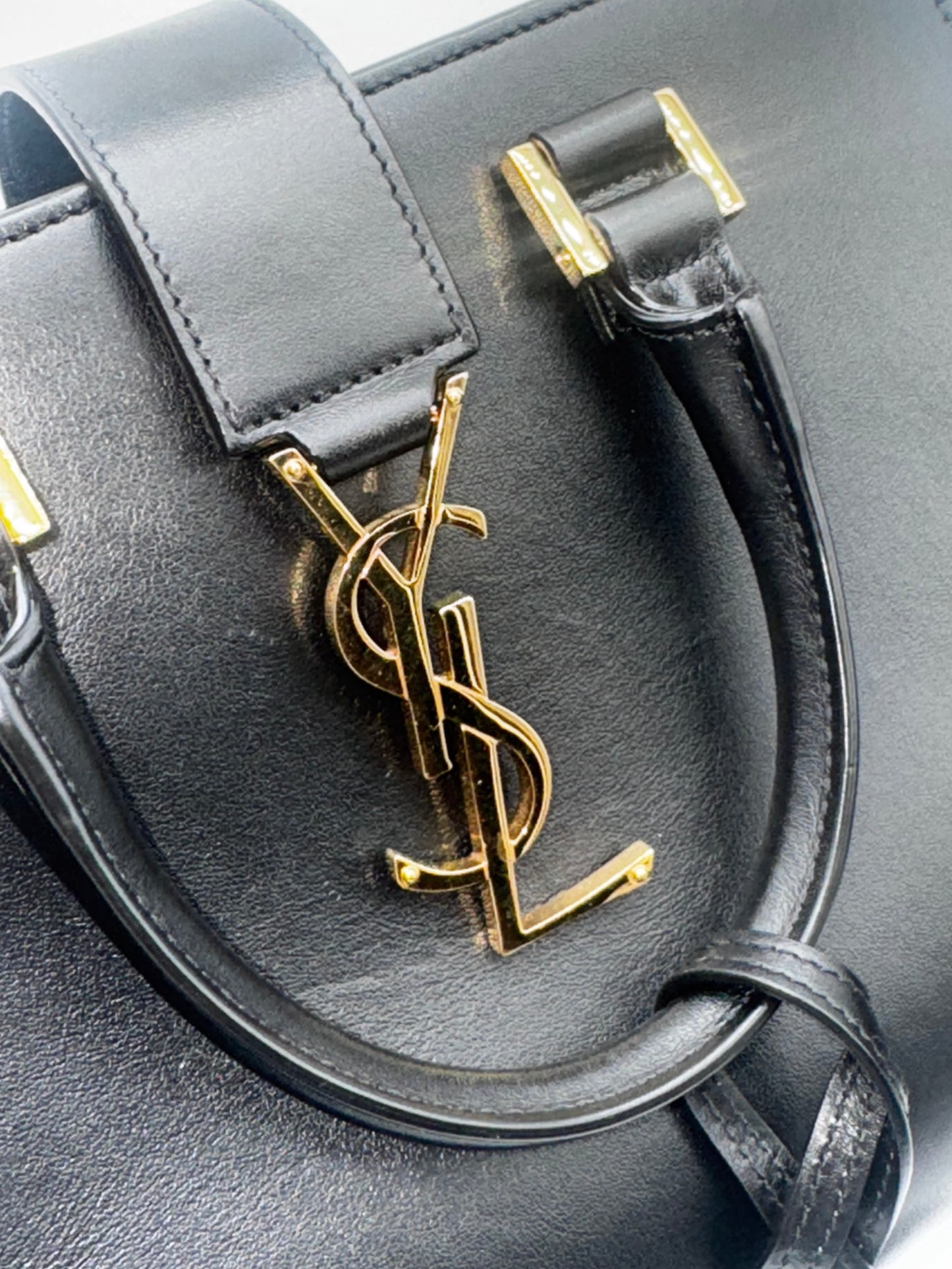 BLACK YSL SATCHEL BAG WITH CROSSBODY STRAP