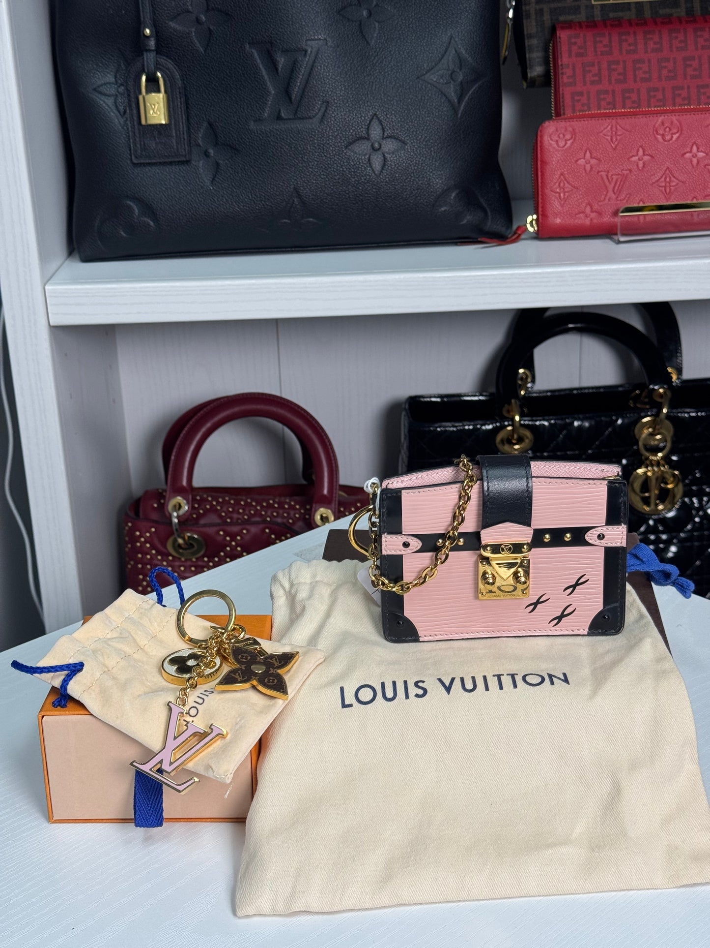 LOUIS VUITTON EPI PINK TRUNK KEY HOLDER