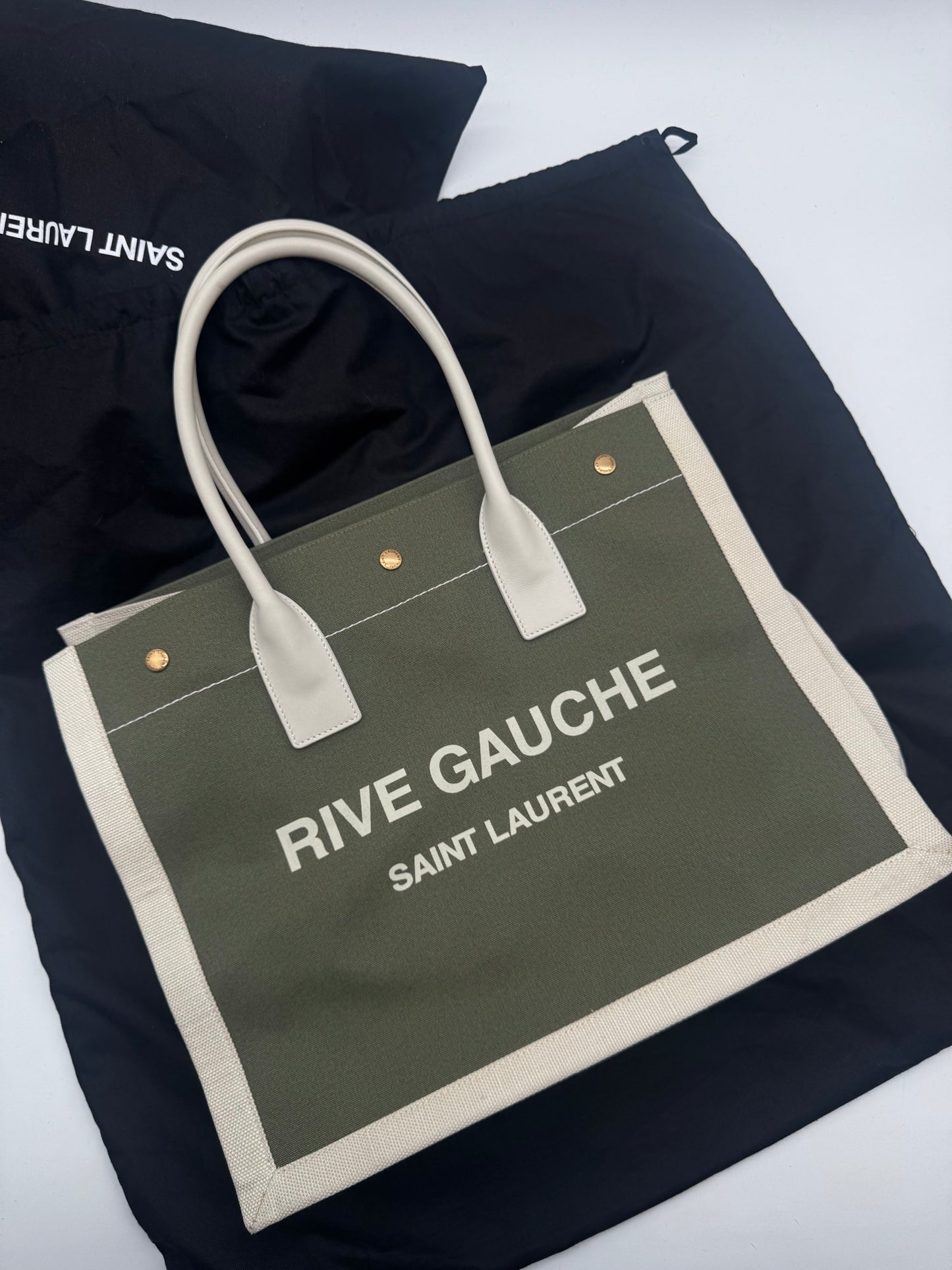 YSL RIVE GAUCHE OLIVE GREEN TOTE