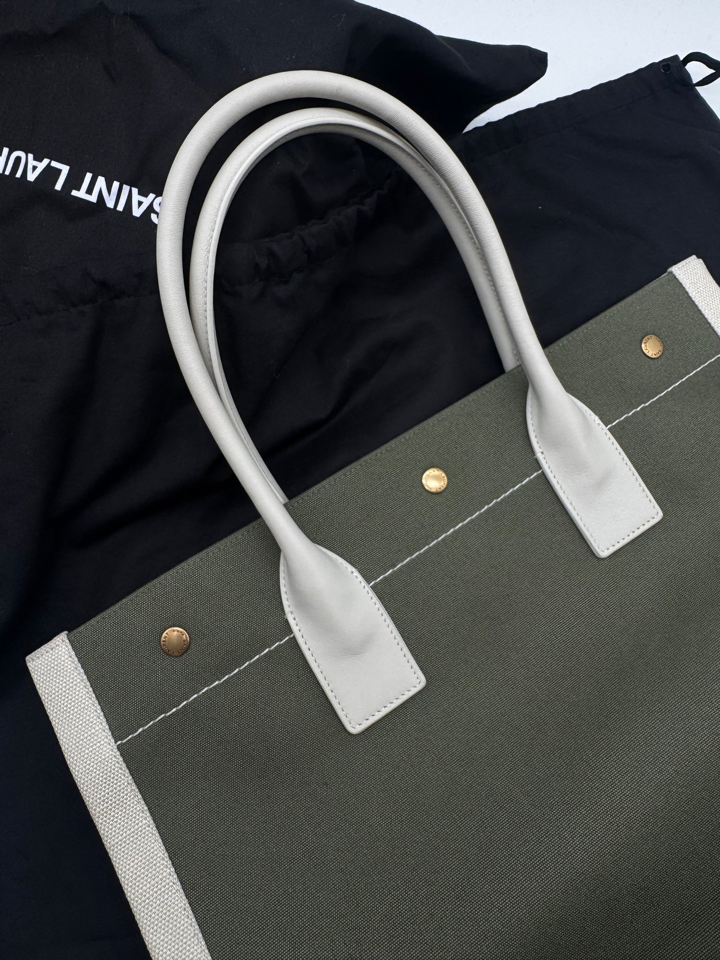 YSL RIVE GAUCHE OLIVE GREEN TOTE