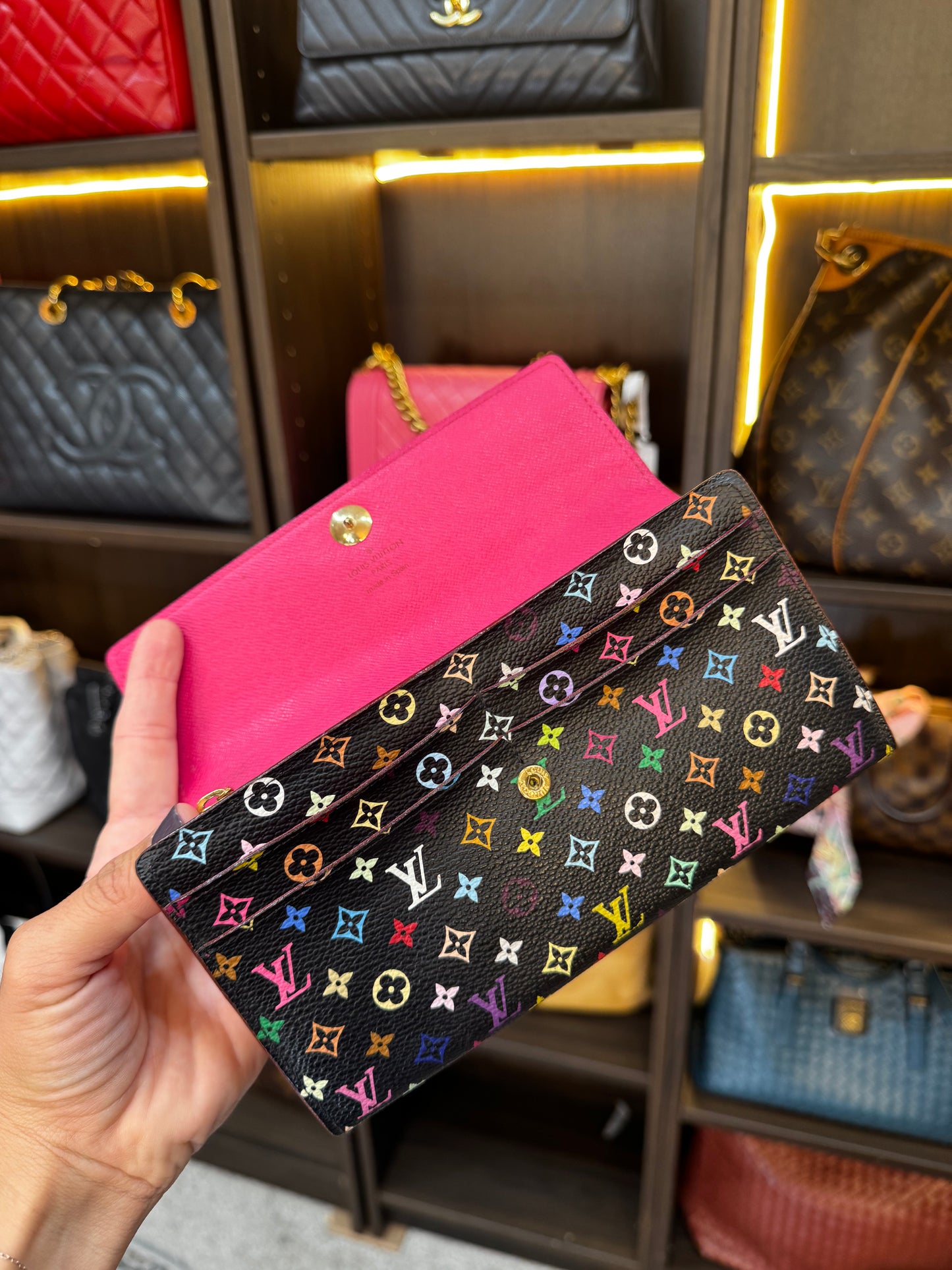 LOUIS VUITTON MURIKAMI WALLET BLACK MULTICOLOR