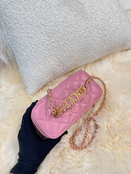 Chanel Vanity Box Pink Gold Top Handle