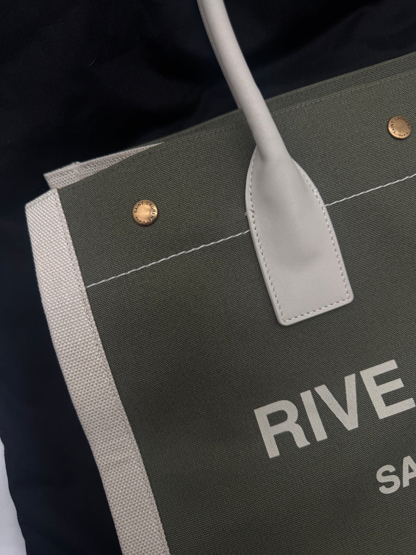 YSL RIVE GAUCHE OLIVE GREEN TOTE