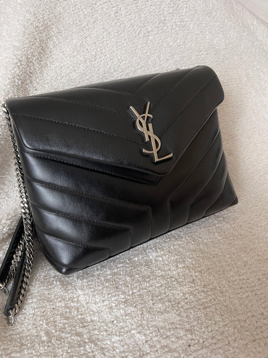 BLACK YSL LOU LOU BAG SILVER HARDWARE
