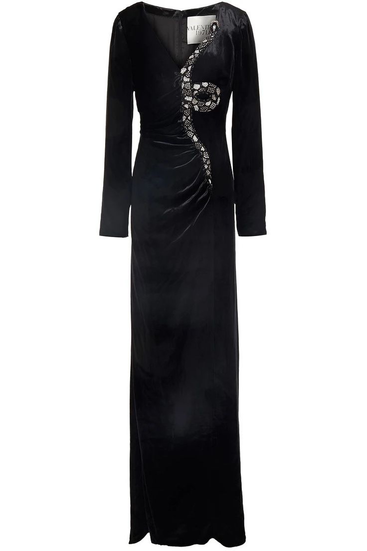 VALENTINO SNAKE-EMBELLISHED VELVET GOWN WOMEN'S SIZE SMALL