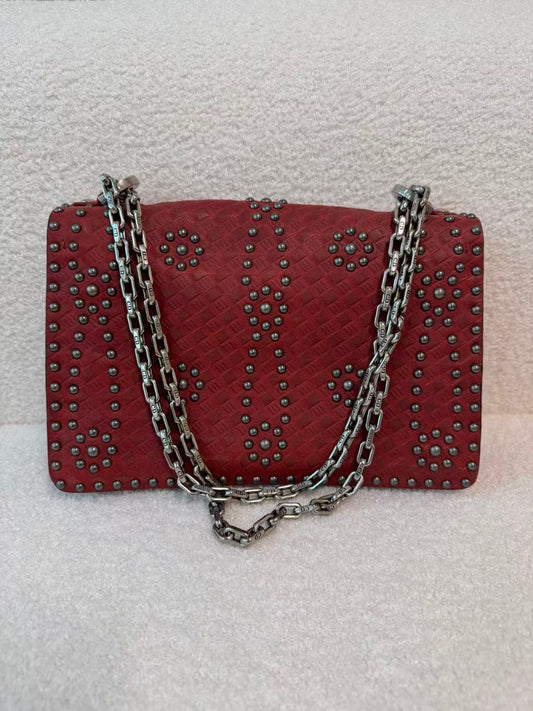 CHRISTIAN DIOR J'ADIOR FLAP BAG STUDDED EMBOSSED LEATHER MEDIUM