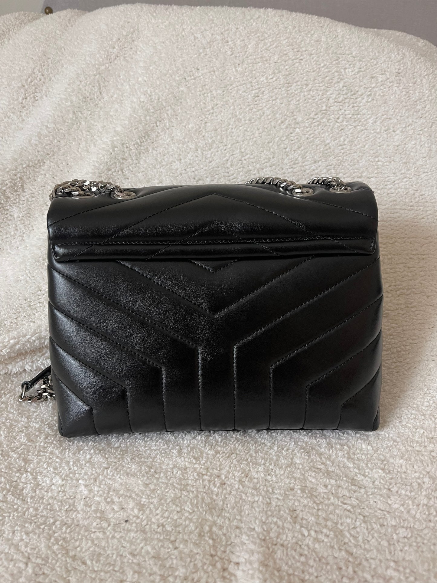 BLACK YSL LOU LOU BAG SILVER HARDWARE