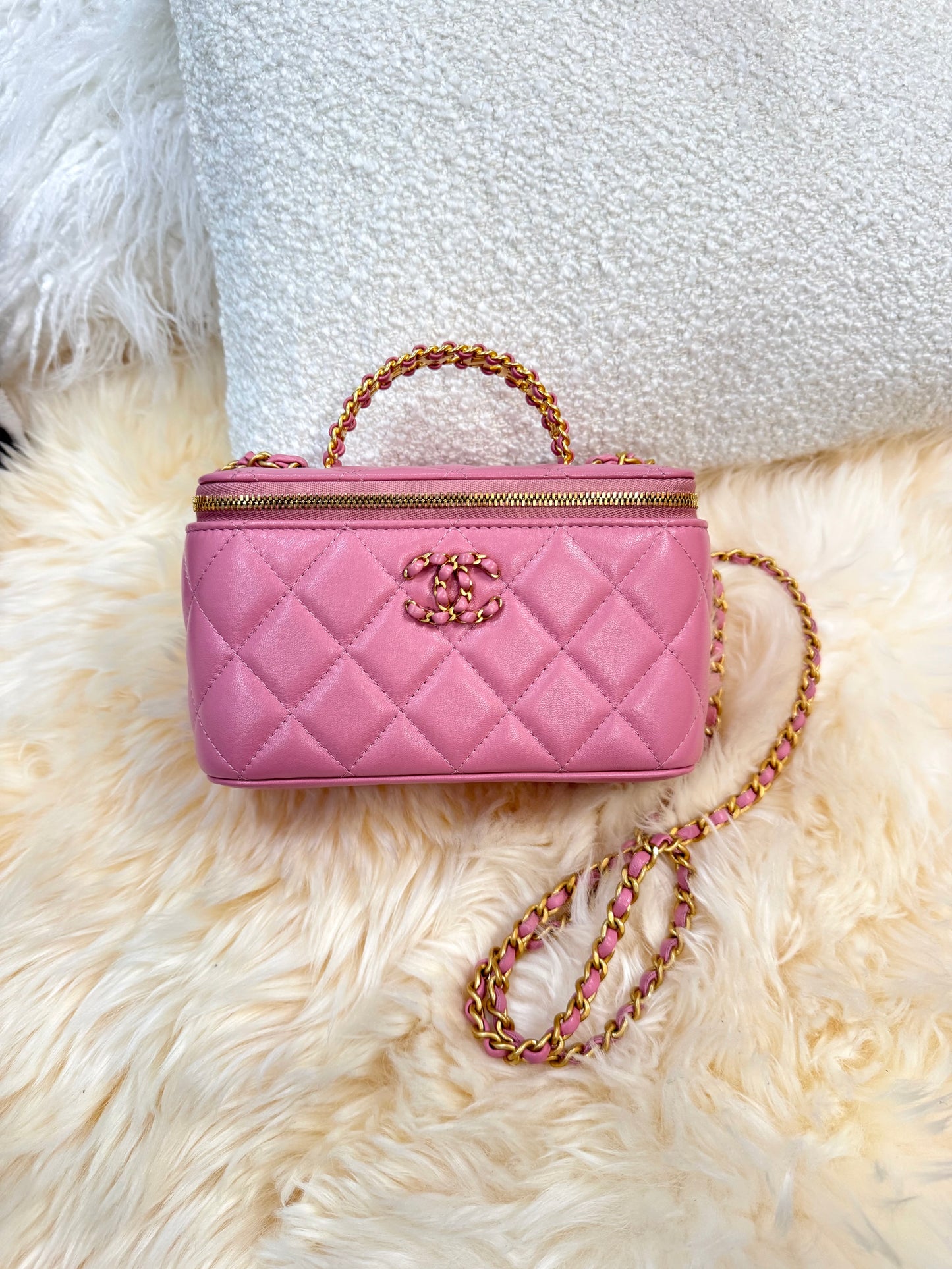 Chanel Vanity Box Pink Gold Top Handle