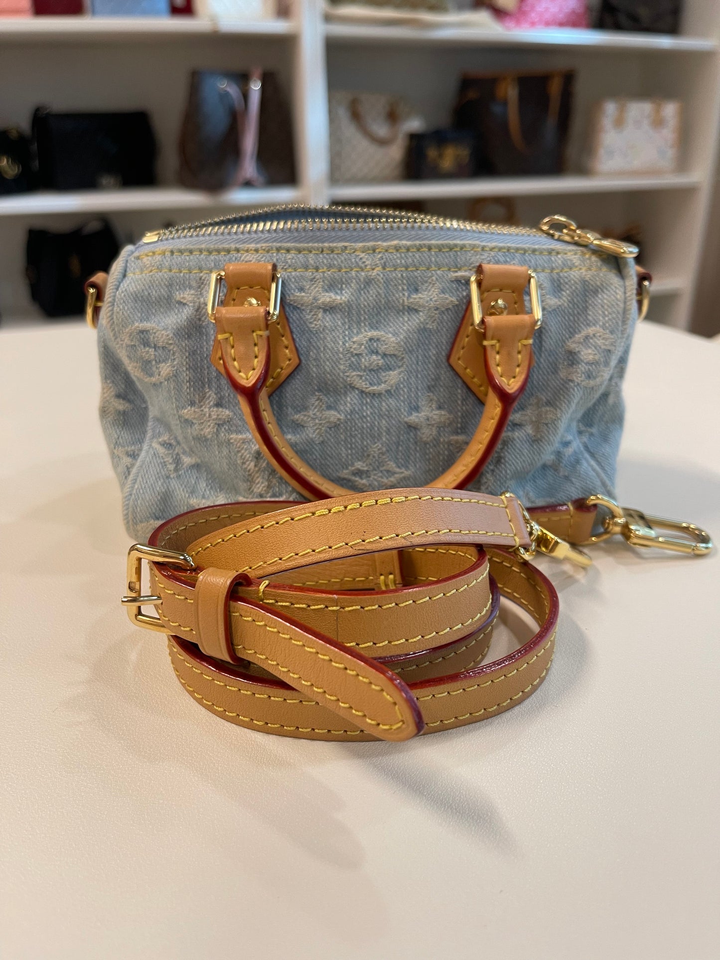 BLUE DENIM LV NANO SPEEDY