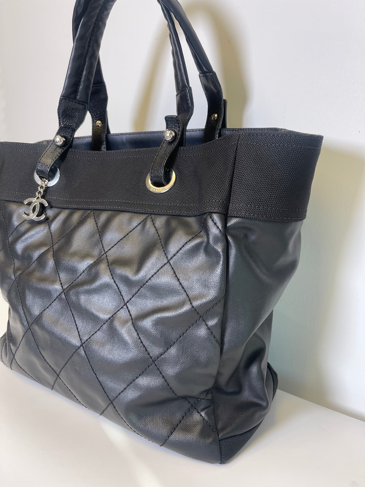 VINTAGE CHANEL COATED CANVAS TOTE