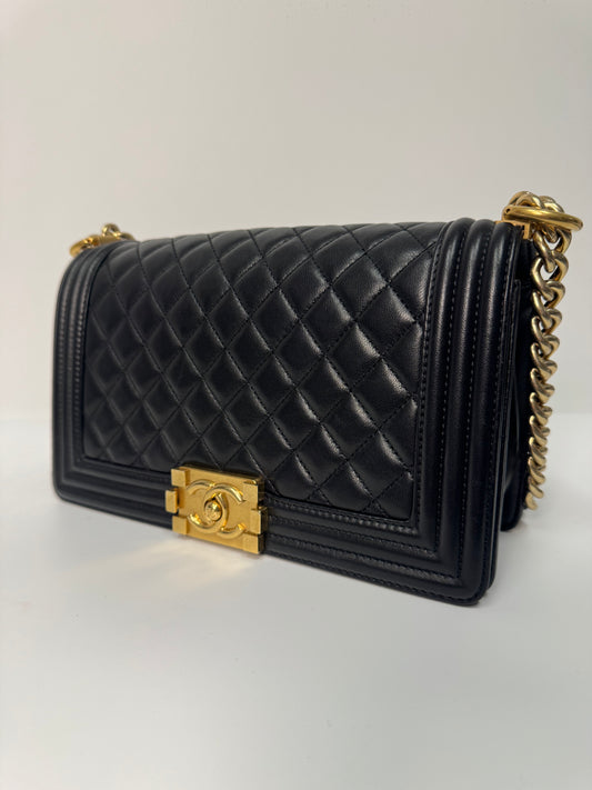 CHANEL BOY MEDIUM LAMBSKIN GOLD HARDWARE