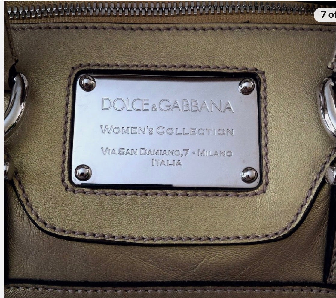 D&G GOLD IRIDESCENT MISS EASY BOWLER BAG