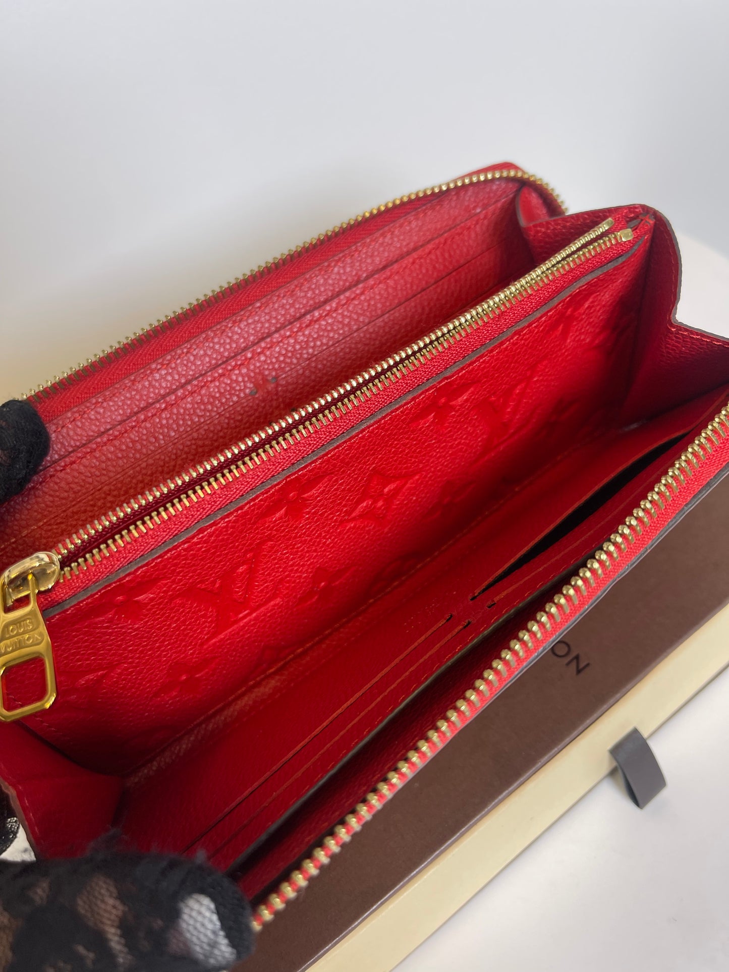 Louis Vuitton Red monogram Empriente Leather Long Wallet ￼