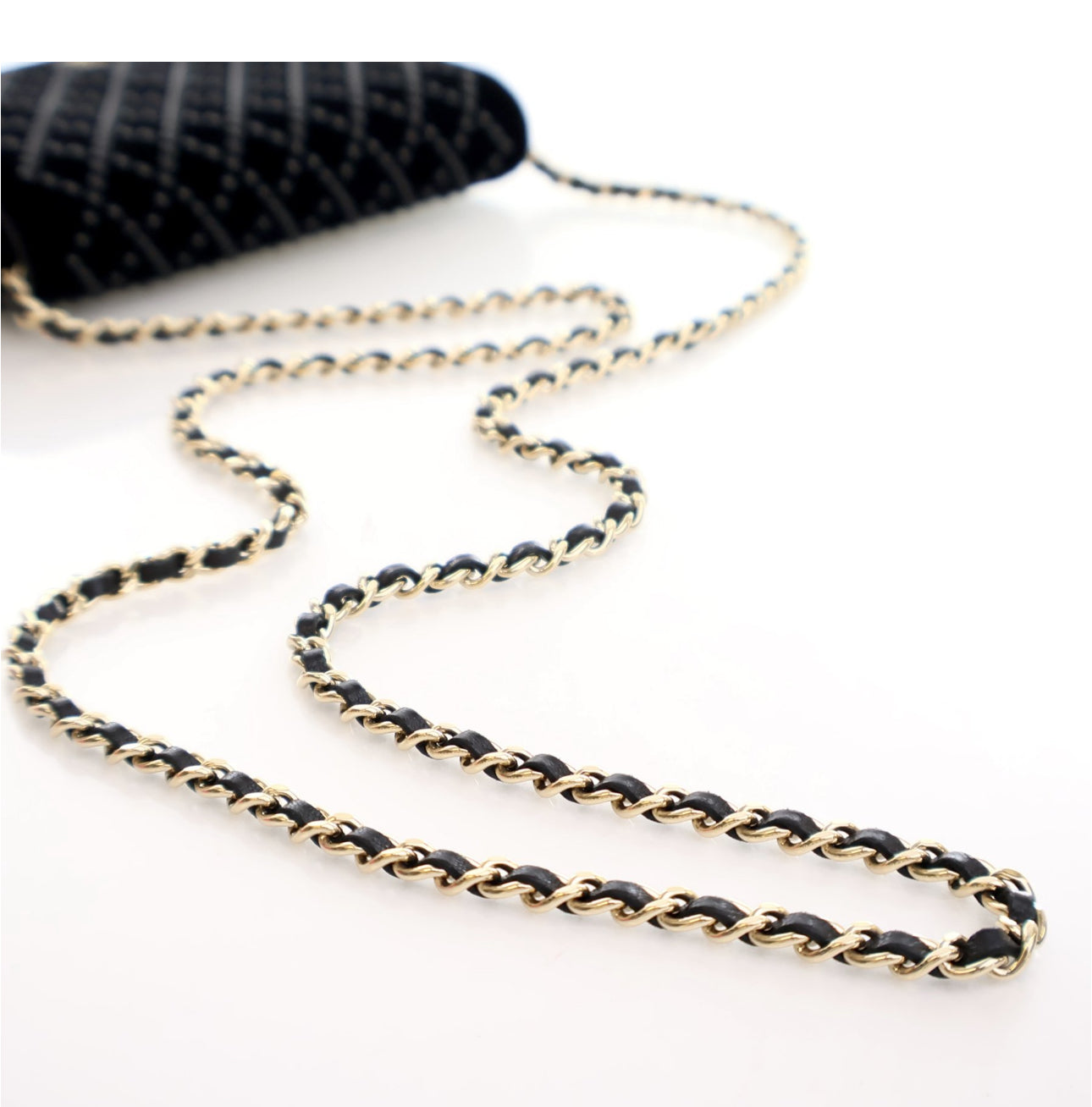 CHANEL VELVET EMBELLISHED WOC BLACK