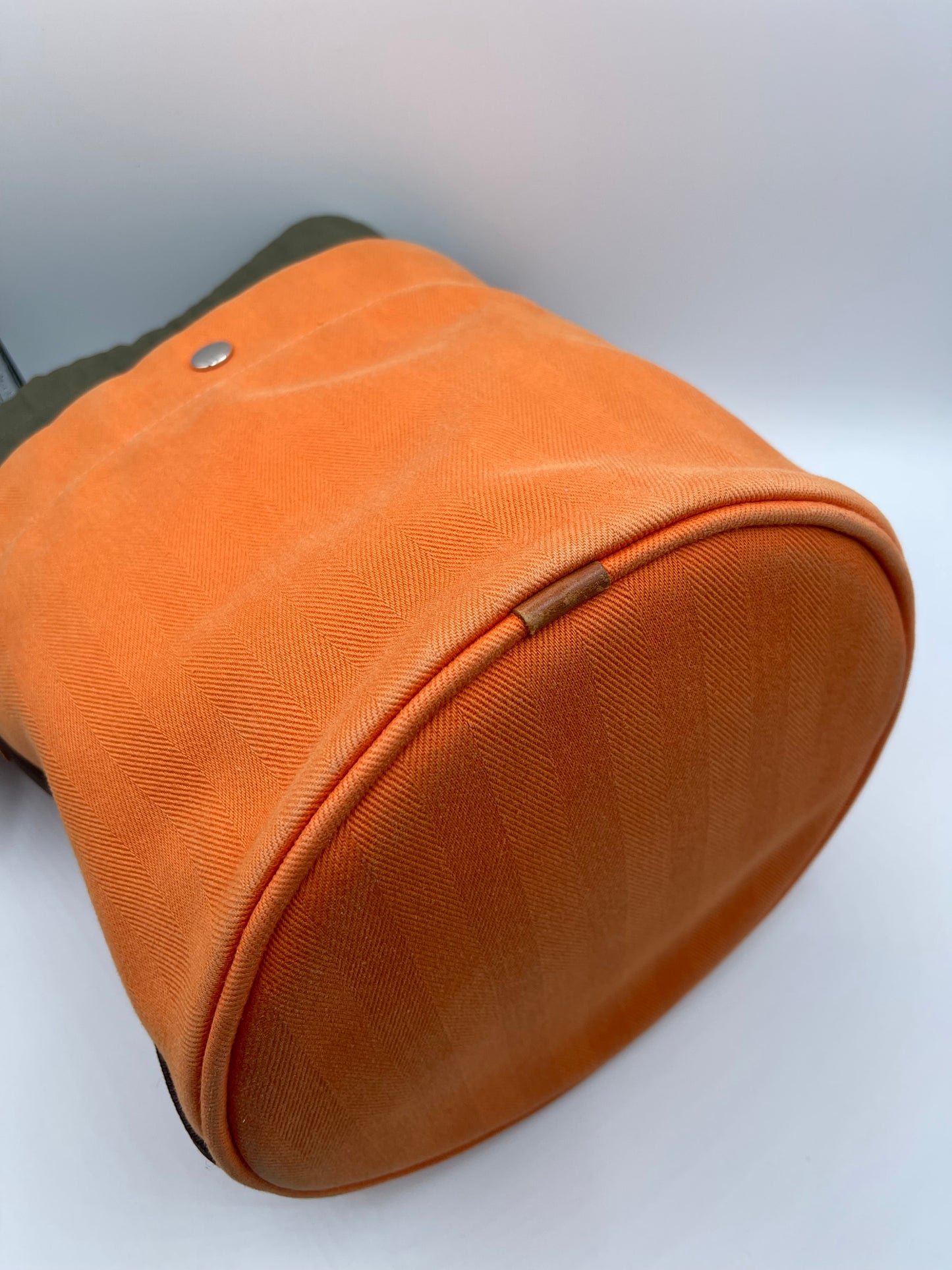 ORANGE HERMES CANVAS BUCKET BAG
