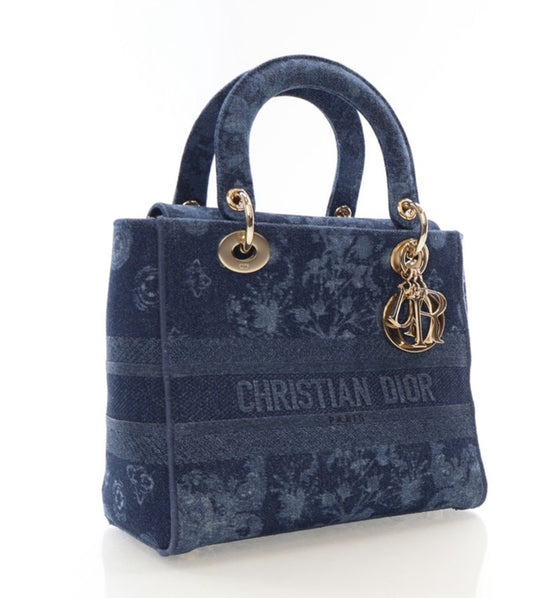 DIOR MEDIUM DENIUM FLORAL LADY D-LITE