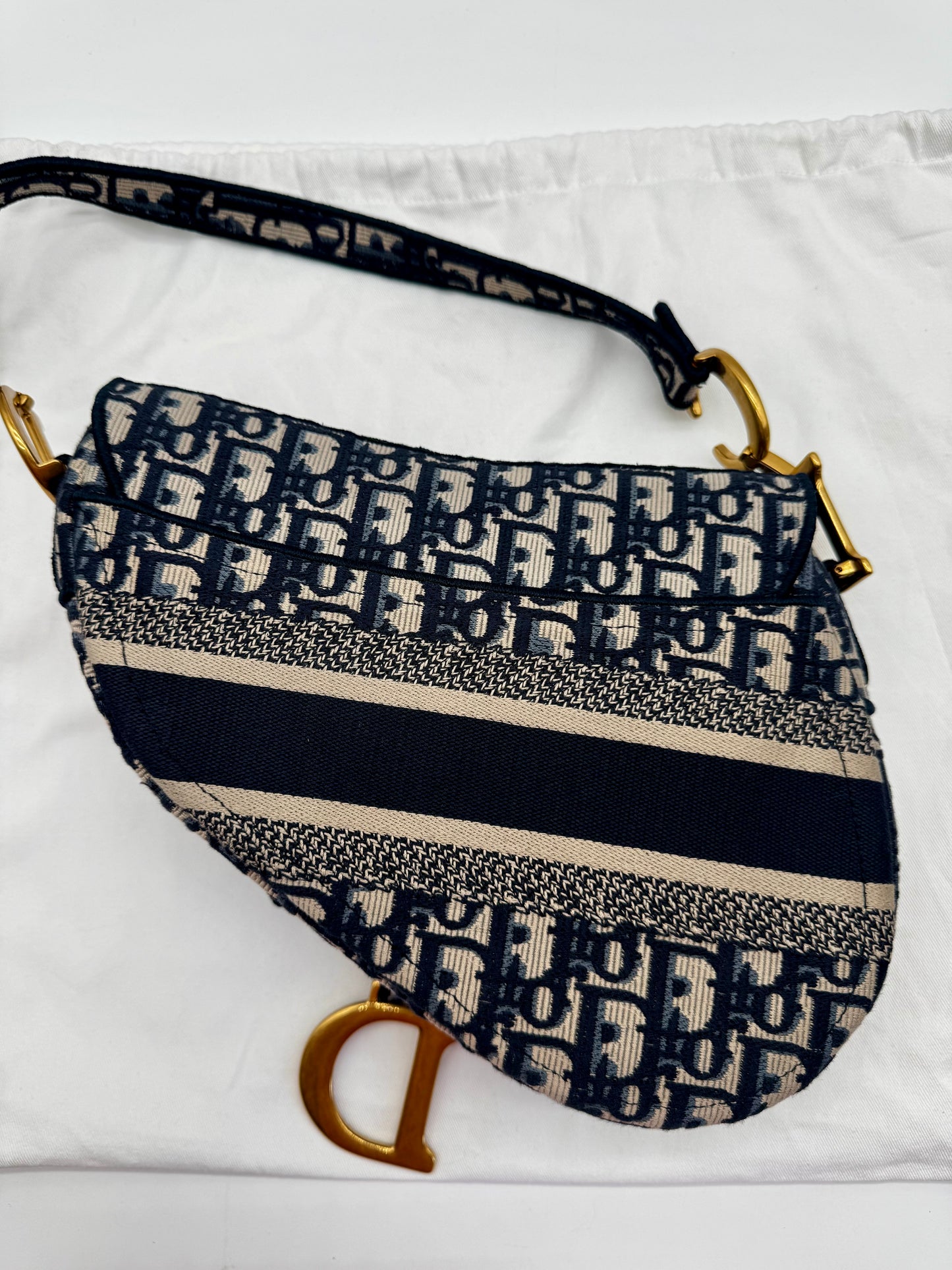 CHRISTIAN DIOR SADDLE BAG BLUE OBLIQUE SIZE LARGE