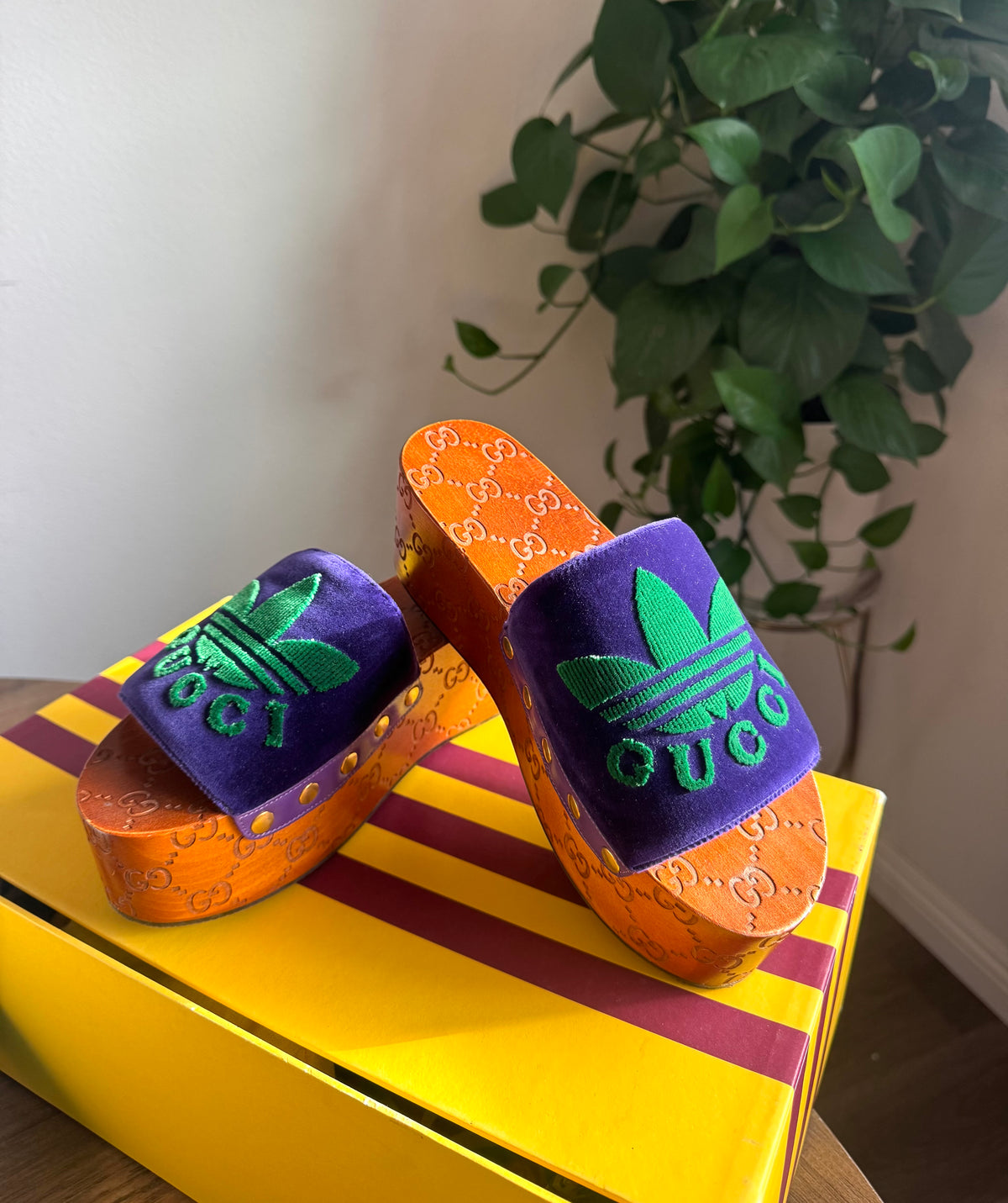 GUCCI x ADIDAS COLLABORATION PLATFORM SANDALS SIZE 36