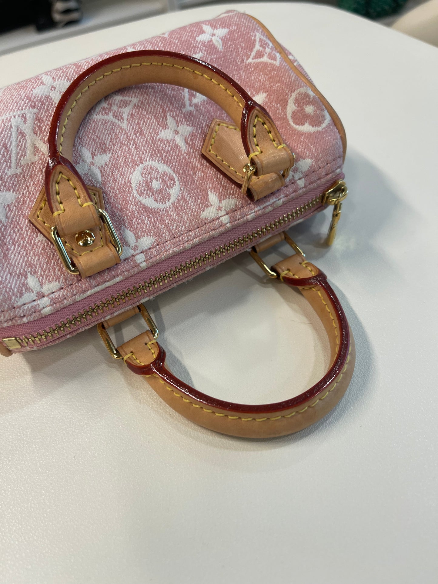 LV PINK NANO SPEEDY DENIM CROSSBODY