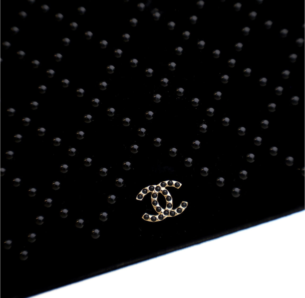 CHANEL VELVET EMBELLISHED WOC BLACK