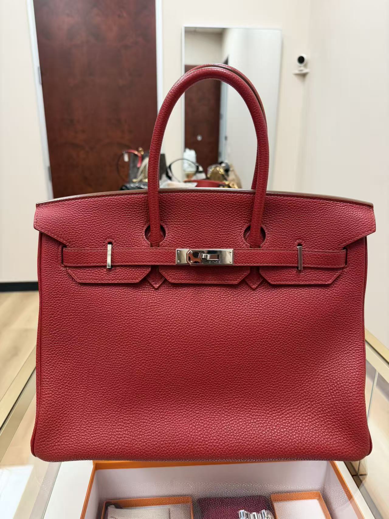 HERMES Rouge Casaque Birkin 35