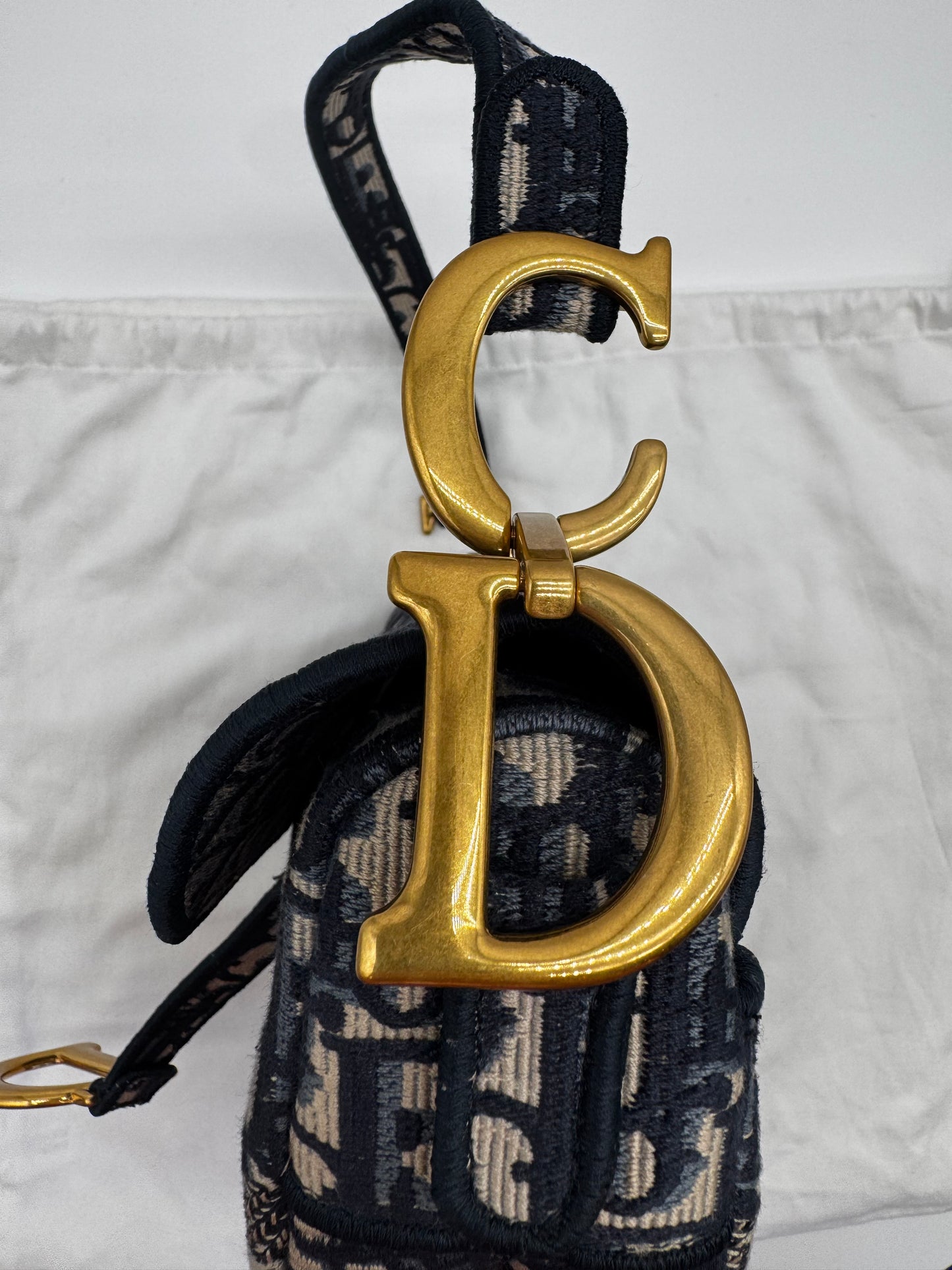 CHRISTIAN DIOR SADDLE BAG BLUE OBLIQUE SIZE LARGE
